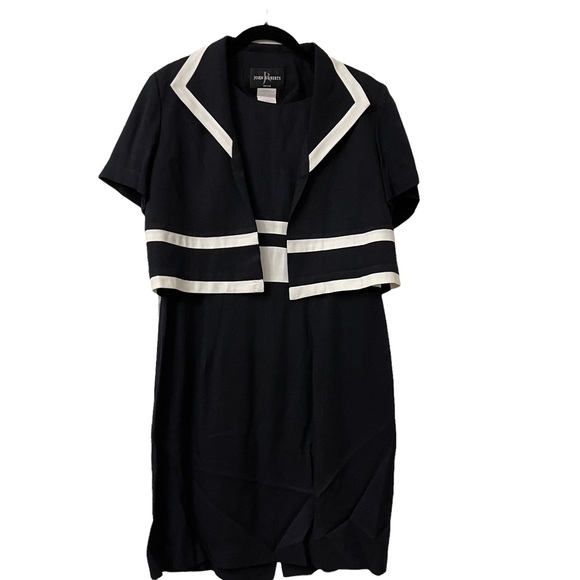 JOHN ROBERTS 2 PIECE JACKET DRESS | BLACK/WHITE | 10 PETITE | - Picture 2 of 10